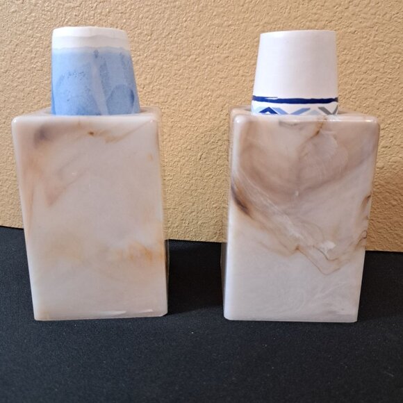 Vintage Faux Marble Swirl Dixie Plastic Dispenser Dixie Cups Set Of 2 - Picture 2 of 8